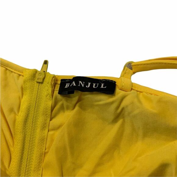 New Banjul long yellow shear lace overlay bodysuit. Small - Picture 4 of 6